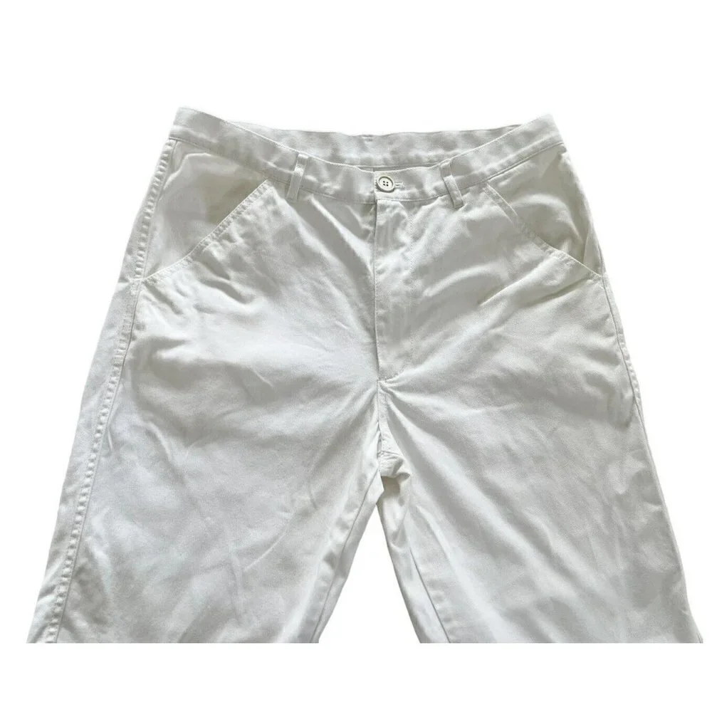 Comme Des Garcons Shirt Men's Sz L White Cotton & Corduroy Pants Torn Knees
